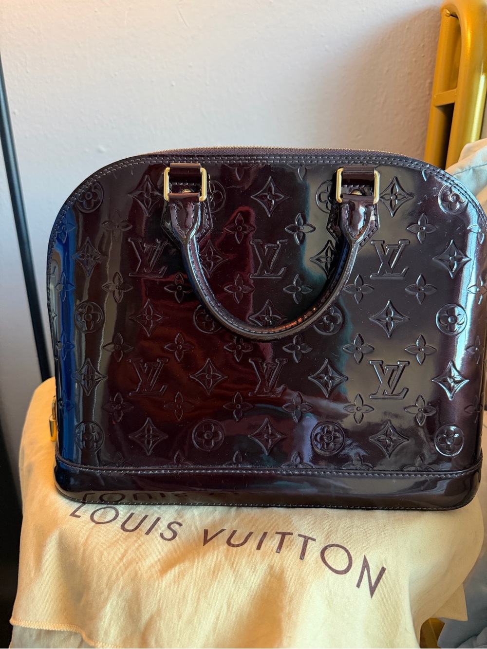 Louis Vuitton Vernis Alma BB in Deep Plum Patent